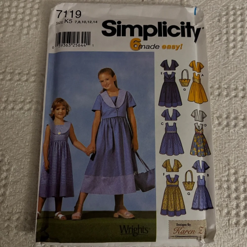 Simplicity Pattern 7119 K5 for Girl’s Dress, Jacket, and Purse